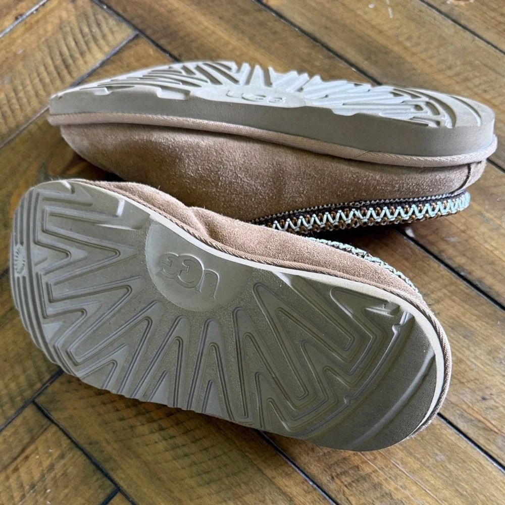 UGG Suede Tasman Shearling-Lined Slip-On Mules - Chestnut/Tan